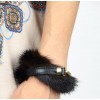 Mink Wristband in Mahogany with Leather & Light Gold Hook 